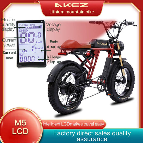 AKEZ Off-Road Electric Bike for Adults, Snow EBike, 7 Speed, 750W Motor, Detachable, 48V, 13AH Lithium Battery